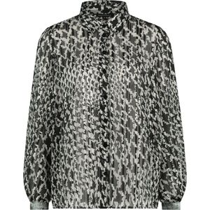 Blouse - Pied de Poulle - Klassieke Doorzichtige Blouse - Zilver/Glitter Details