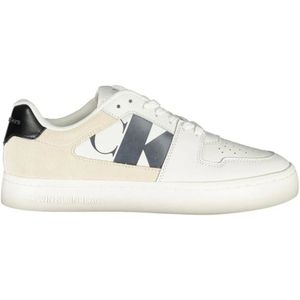 Calvin Klein - Sneakers - Wit - Polyester - Vetersluiting - Contrastdetails - Print - Logo