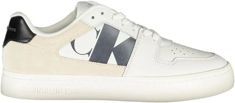 Calvin Klein - Sneakers - Wit - Polyester - Vetersluiting - Contrastdetails - Print - Logo
