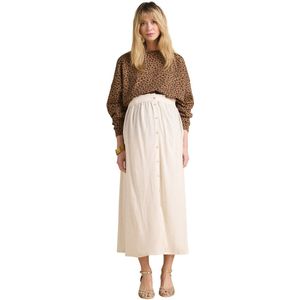Lange zwangerschapsrok van viscose en lin ENVIE DE FRAISE beige