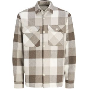 Jack & Jones JPRRAYMOND Melange Check LS Overshirt SN, Walnut/Fit: comfortabele pasvorm, L