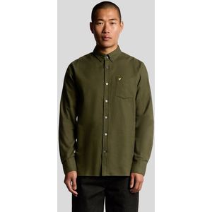 Lyle & Scott - Plain Flannel Shirt - Donkergroen - Heren - Lange Mouwen