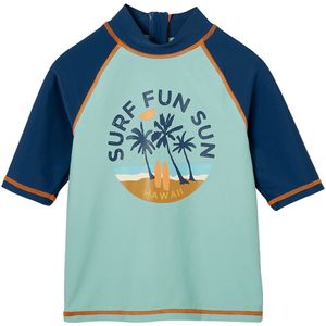 Badpakset voor jongens T-shirt met UV-bescherming + short petrolblauw