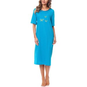 Merry Style - MS-DR-Malwa-ND-KR - Dames Nachthemd - Turquoise - Katoen - Korte Mouwen