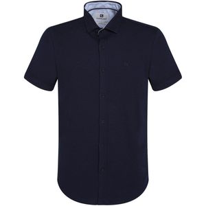 Gabbiano - Overhemd - Navy - Structuur - Korte Mouwen