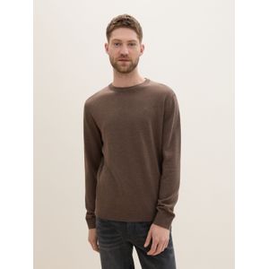 TOM TAILOR heren trui, 36303 - Wood Brown Melange, 3XL