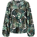 Lady Day - Tress Shirt - Veelkleurig - Overhemd - V-hals - Ballonmouwen