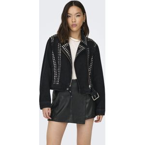 Only - Onlgilla Ls Stud Dnm Biker Jacket Cro - Dames - Buitenjassen