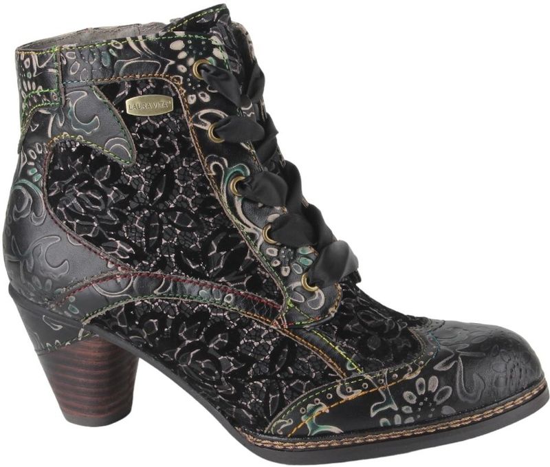 Laura Vita ALCIZEEO 01 Dorian dames veterboots gekleed zwart