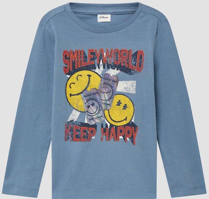 T-shirt - Smiley®-print - Lange Mouwen - Zacht Katoenen Jersey