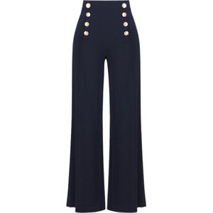 Joseph Ribkoff - Wijde Pijpen Pull-On Broek - Blauw - Dames