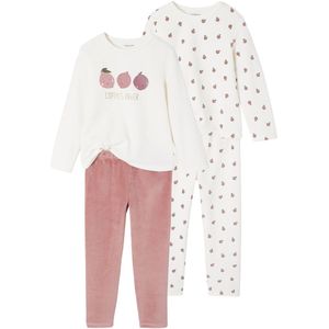 Set van 2 Pyjama's - Ecru - Fluweel - Meisjes
