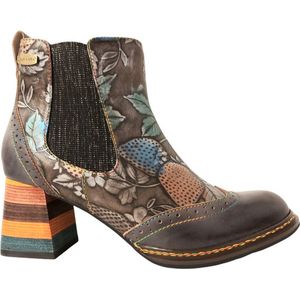 Enkellaarsjes - Ritssluiting - Blokhak - Leer - Glad Leer - Ronde Neus