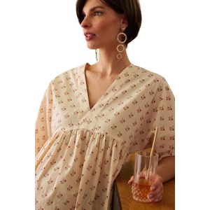 Envie de Fraise - Zwangerschapsjurk - Met Bloemenprint - V-hals - Korte Mouwen