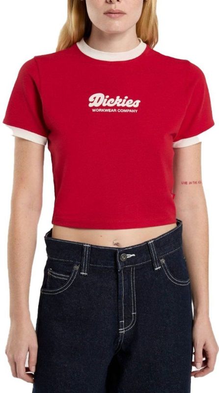 Dickies - Lewistown Ringer T-shirt - Rood - Dames - Katoen