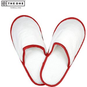The One - Towelling - Badstofslippers - Burgundy/Wit - 400 gr/m² - 100% Gekamd Katoen
