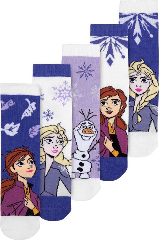 Disney - Frozen - Sneakersokken - Paars/Wit - Verpakking van 5 stuks