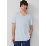 s.Oliver - Shirt - Pastelblauw - T-shirt - V-hals - Kwartmouw