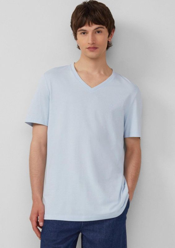 s.Oliver - Shirt - Pastelblauw - T-shirt - V-hals - Kwartmouw