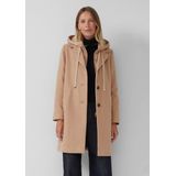 s.Oliver BLACK LABEL - Regular Fit - Lange Jas - Effen - Met Reverskraag en Capuchon