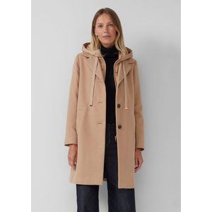 s.Oliver BLACK LABEL - Regular Fit - Lange Jas - Effen - Met Reverskraag en Capuchon