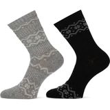 Teckel - Dames Wolmix Sokken - Grey Black - Werksokken