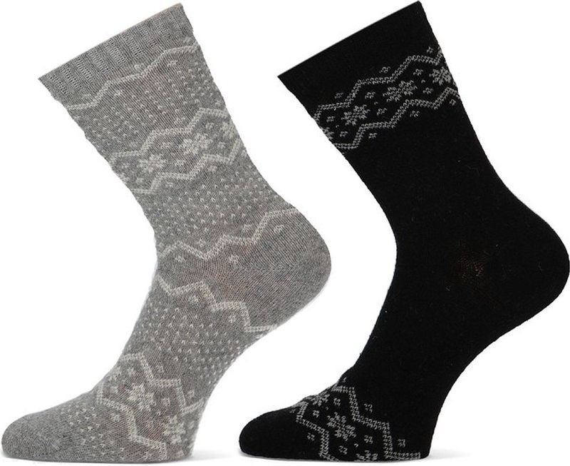 Teckel - Dames Wolmix Sokken - Grey Black - Werksokken