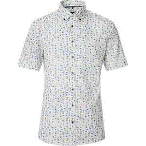 CASA MODA - Sport Comfort Fit Overhemd - Blauw Dessin - Korte Mouw - Strijkvriendelijk