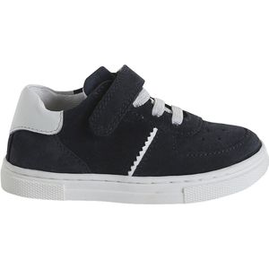 Leren Sneakers - Marineblauw - Met Elastische Veters en Klittenbandsluiting