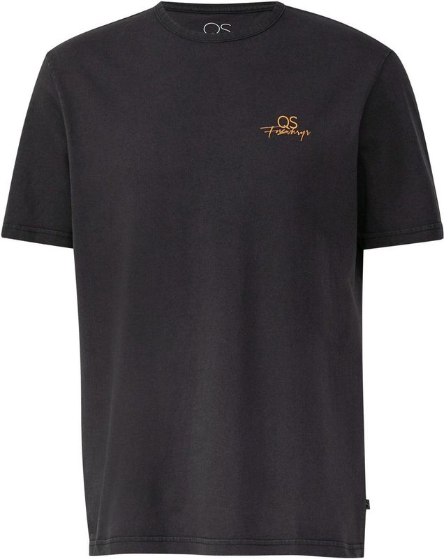 QS - Shirt - Oranje - Kwartmouw - Ronde Hals - Effen