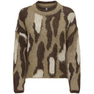 Only - Onledelie Life Ls Jq O-neck Knt - Trui - Cocoa Creame/chestnut/biscoffi/melange