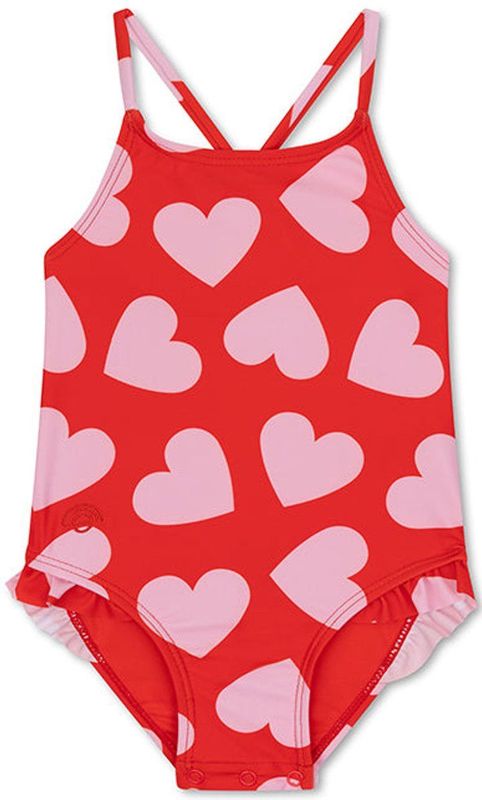 Swim Essentials | Rode Hartjes Meisjes UV Badpak - Maat 74/80