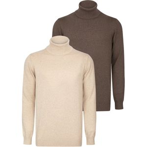 Felix Hardy - Colturi - Trui 2 Pack - Beige-Bruin - 100% Katoen Heren