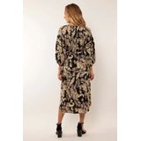 G-Maxx - Cindy - Jurk - Zwart/Sahara - Midimodel - Knoopsluiting