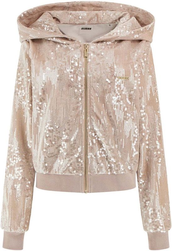 Guess - Pailletten Sweatshirt - Skin Shadow - Met Rits En Capuchon - Vrouwen