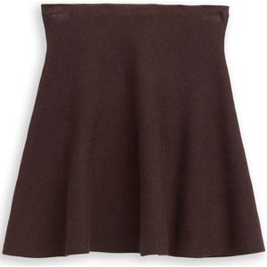 Tom Tailor Denim - Minirok - Soft Chocolate Brown Melange - Gebreid - A-lijn