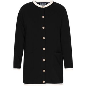 DreiMaster - Maritim - Gebreid Vest - Zwart/Wit - Lange Mouwen