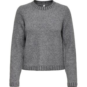 Only - ONLFINA LS STITCH O-NECK CC KNT - Gebreide Trui - Medium Grey Melange