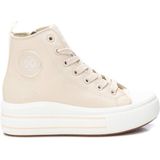 Xti - 15106502-BEIGE - Enkellaarsjes - Beige - Plat - Veters - Ritssluiting