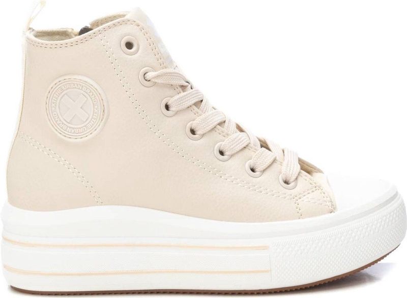 Xti - 15106502-BEIGE - Enkellaarsjes - Beige - Plat - Veters - Ritssluiting