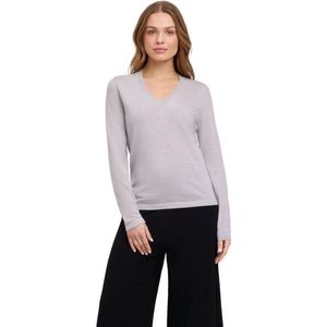 FALKE - Basic New Merino V-Neck - Wol Trui - Grijs