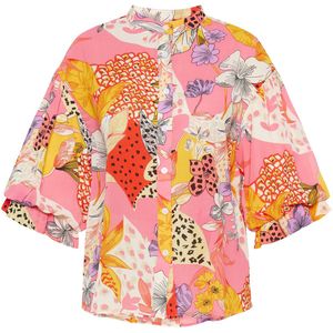 Usha - Fashion Look - Blouse - Goudgeel/Lavendel/Lichtroze/Rood