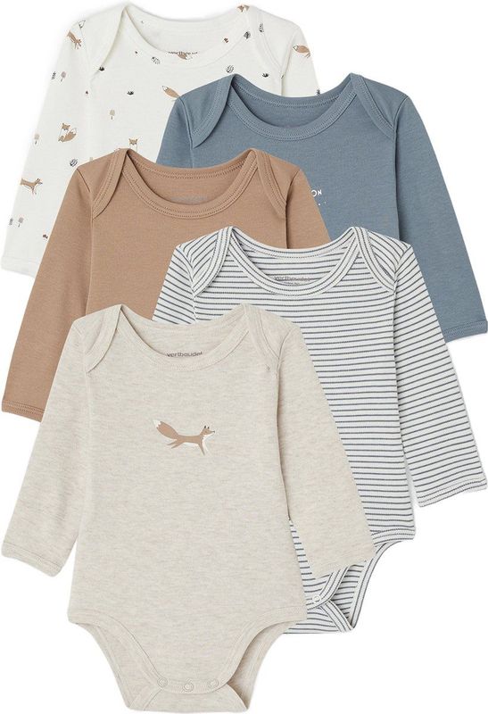 Vertbaudet - Set van 5 Rompertjes - Biokatoen - Lange Mouwen