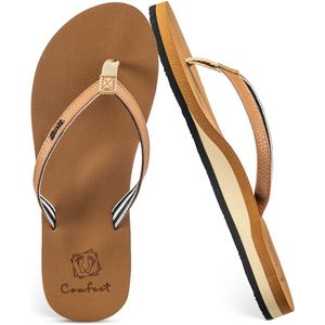 Slippers Dames - Sandalen - Bruin - Maat 36 - Comfeet