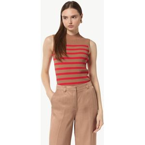 Trui - Gestreept - Viscose - Opstaande Kraag - Mouwloos - Slanke Pasvorm