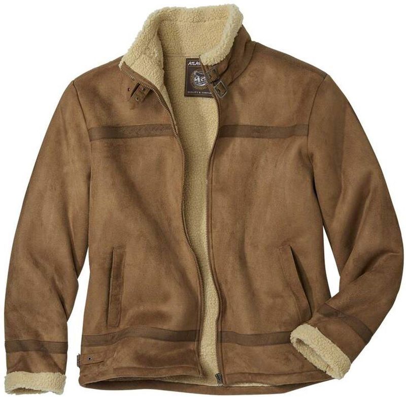 ATLAS FOR MEN - Suèdine pilotenjack met sherpa - Heren - Verkrijgbaar in grote maten - 4XL