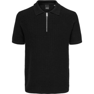 Only & Sons - DS 12 Struc - Polo - Zwart - Halve Zip
