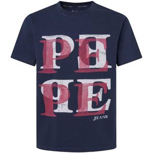 Pepe Jeansvoor mannen. PM509634 Sohan marine T-shirt (L), Casual, Korte mouwen, Biologisch katoen, Duurzaam, Marineblauw
