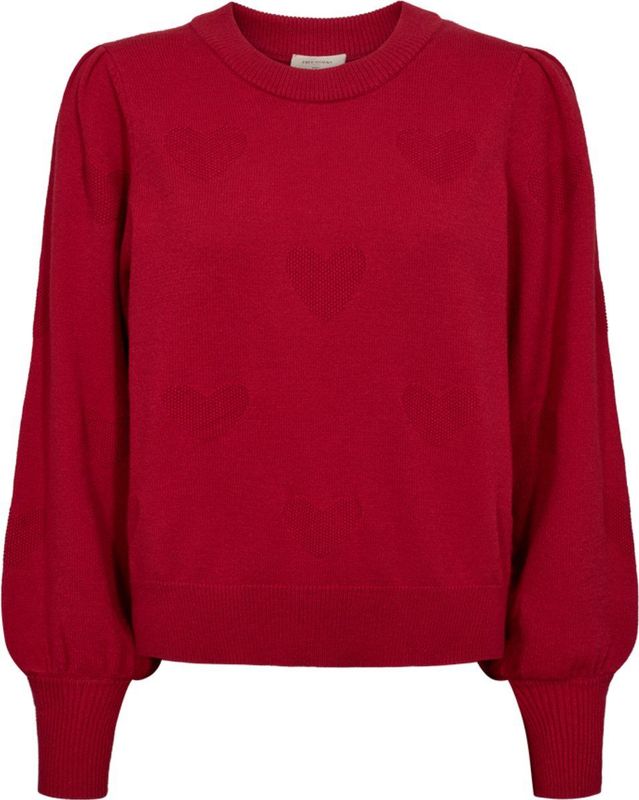 Freequent - Ronde Hals Trui - Rood - Dames - Zachte Gebreide Textuur