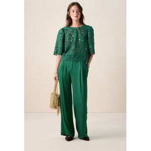 Sissy-Boy - Donkergroene Badstof Sweater - Lange Mouwen - Regular Fit